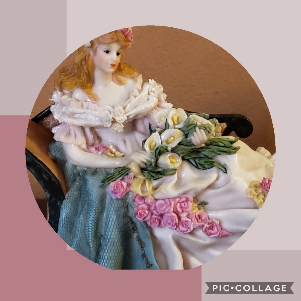 Vintage European lady posing on a sofa